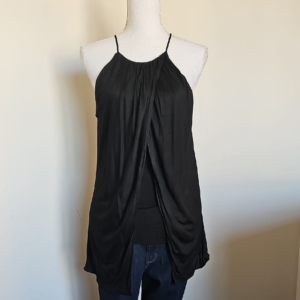 Elegant Black Drape Women's Top